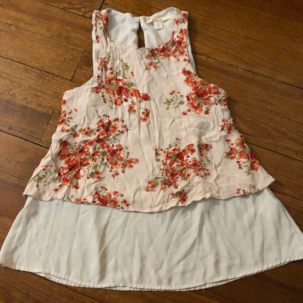 Miami Floral layered tank top with keyhole back